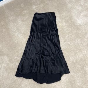 Black satin long skirt